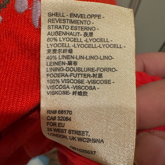 Anthropologie Aiko Red/Orange embroidered dress size 12 - Picture 6 of 7